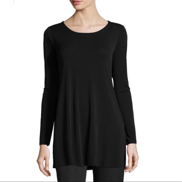 eileen fisher black silk top